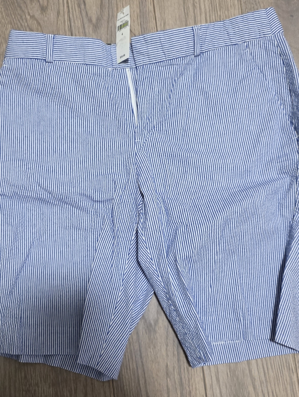 Banana Republic Blue and White Seersucker Flat-Front Shorts